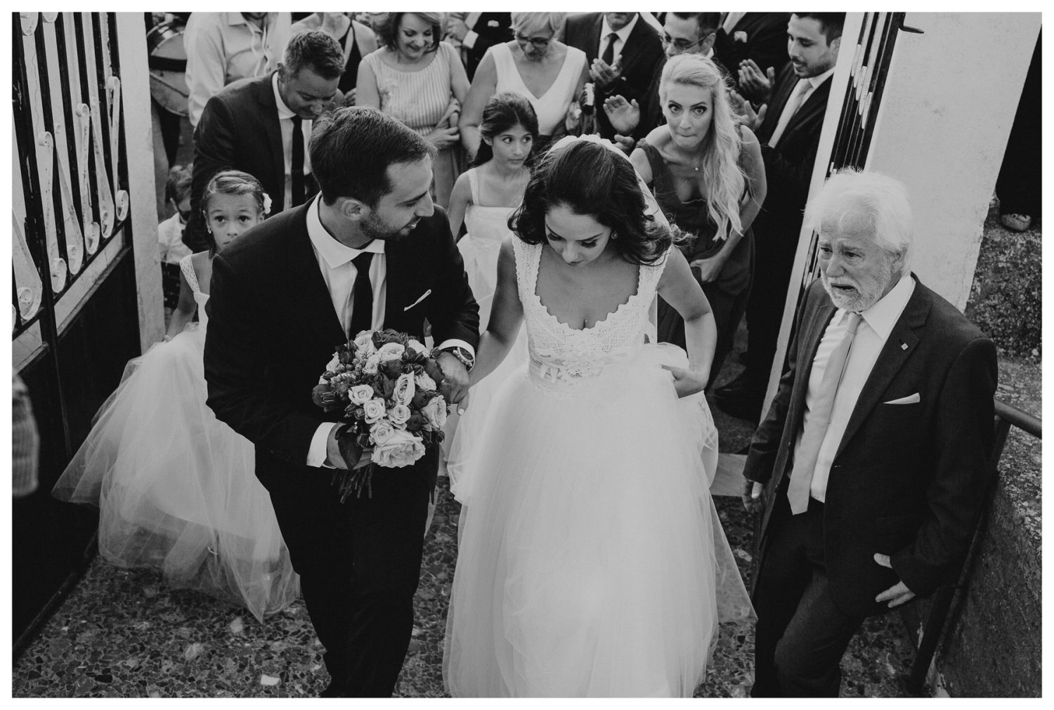 Black and white shot of a Greek wedding in Lakonia