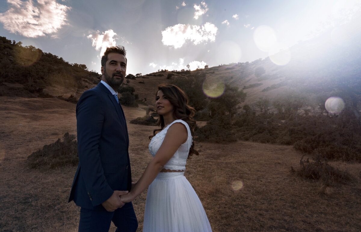 Bride and groom day after shot during their wedding in Pyli, Trikala