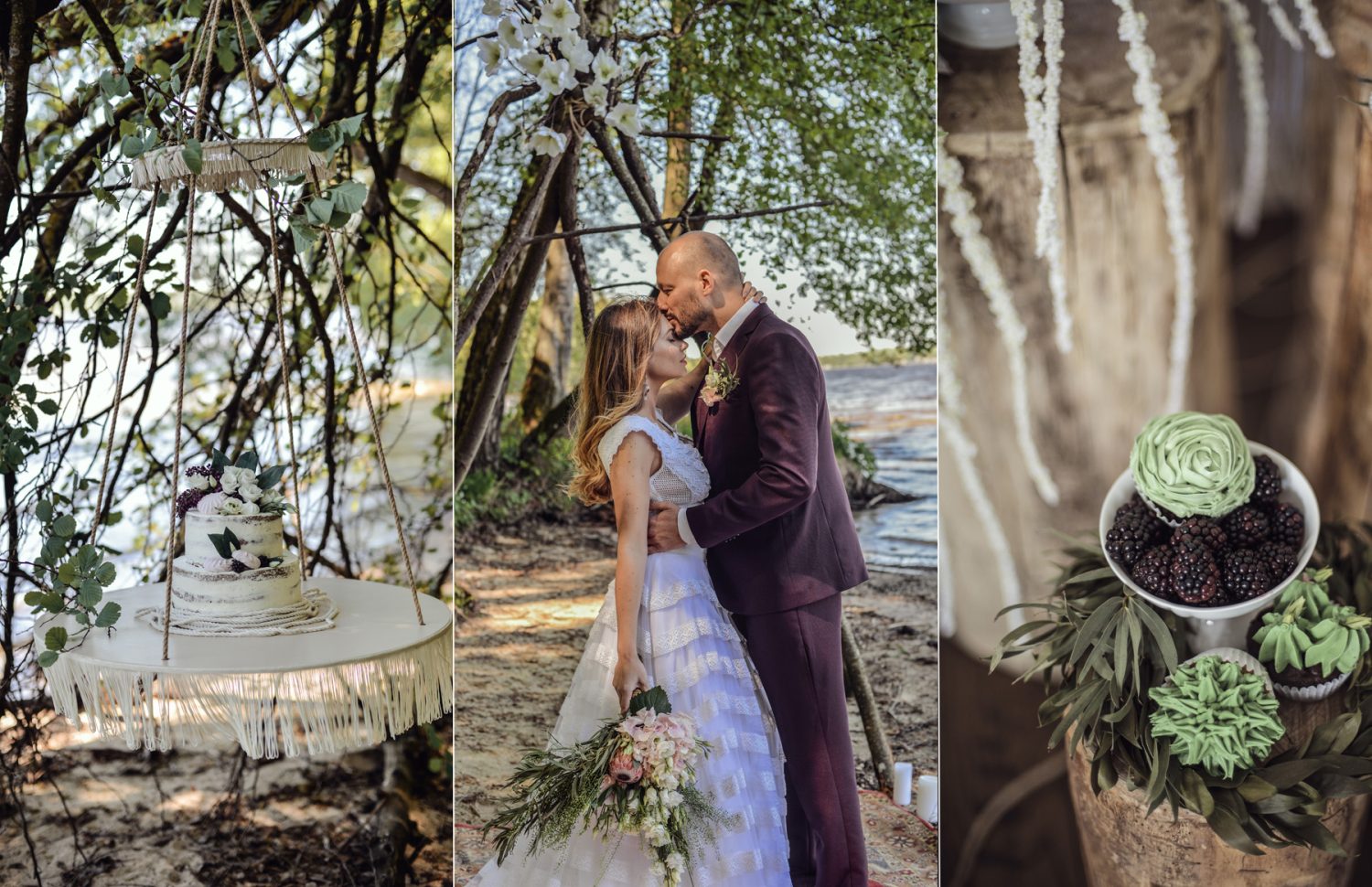 boho styled shoot Lithuania Atelier Zolotas, bride in the handmade crop top bohemian wedding dress Theoni by Atelier Zolotas