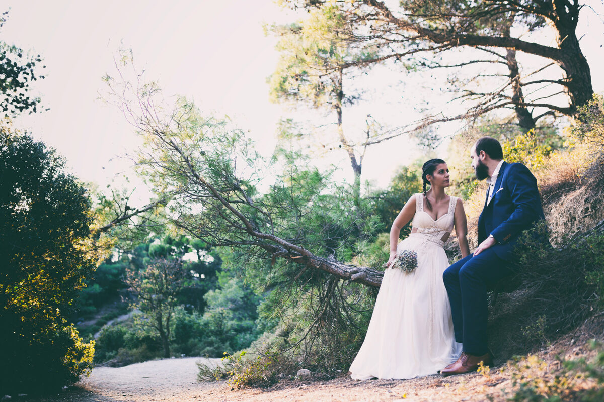 Day after shooting in the woods, after the couple's wedding in Kalypso Estate