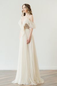 Off-shoulder wedding dresses: 'Aster' by Atelier Zolotas